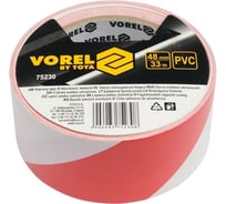 Лента VOREL клейкая, разметочная, бело-красная, 48 мм, 33 м 75230