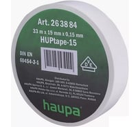 Изолента ПВХ HAUPA 19 мм x 33 м, цвет белый 263884