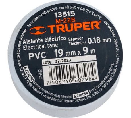 Изолента Truper акрил, 9 м, ширина 19 мм, белая M-22B 13515