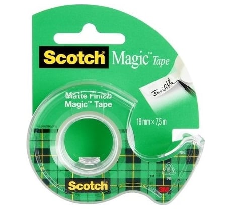 Невидимая клейкая лента на мини-диспенсере 3М Scotch Magic 8-1975D 19ммх7,5м 7100093940
