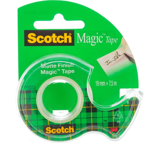 Невидимая клейкая лента на мини-диспенсере 3М Scotch Magic 8-1975D 19ммх7,5м 7100093940