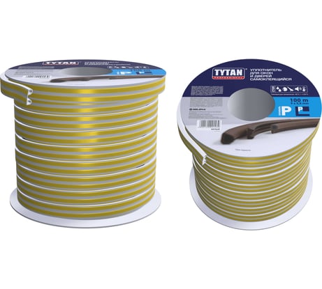 Уплотнитель для окон и дверей Tytan Professional p 100 м, 9x5.5 мм, белый 91539 51945