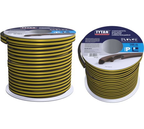 Уплотнитель для окон и дверей Tytan Professional p 100 м, 9x5.5 мм, черный 234909 91577