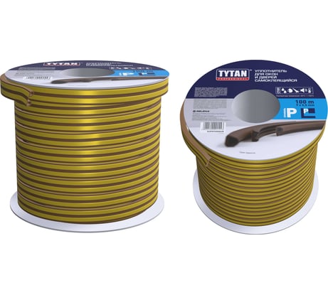 Уплотнитель для окон и дверей Tytan Professional p 100 м, 9x5.5 мм, коричневый 91553 51946