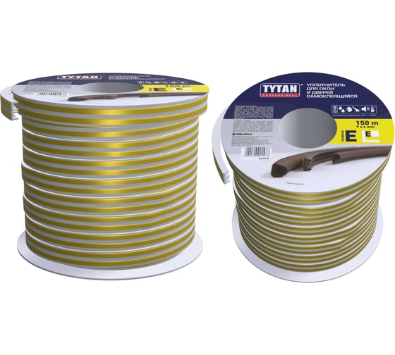 Уплотнитель для окон и дверей Tytan Professional e 150 м, 9х4 мм, белый 51943 1