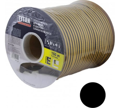 Уплотнитель для окон и дверей Tytan Professional e 150 м, 9х4 мм, черный 234907