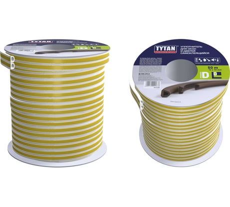 Уплотнитель для окон и дверей Tytan Professional d 50 м, 12х10 мм, белый 18388