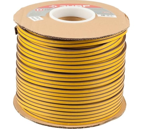 Резиновый самоклеящийся уплотнитель Зубр профиль "D", коричневый, 150м 40930-150