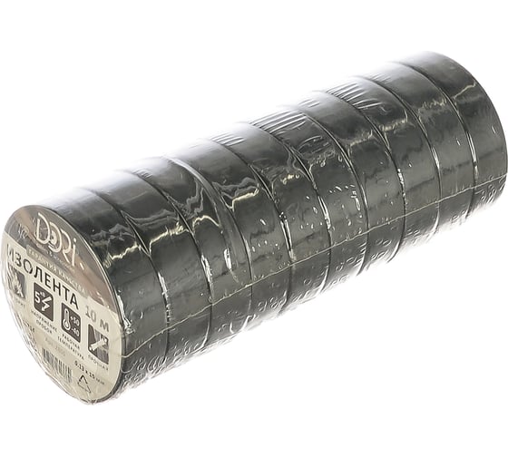 Изолента DORI черная 0.13mm x 15mm x 10m 10 шт 2806