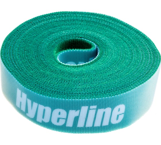 Лента (липучка) в рулоне Hyperline WASNR-5x25-GN ширина 25 мм, длина 5 м, зеленая 401695