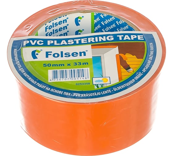 Cтроительная лента PVC Folsen оранжевая, 50мм x 33м 0253350