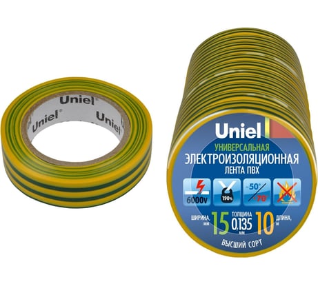 Изолента Uniel UIT-135P 10/15/10 YGR 04523