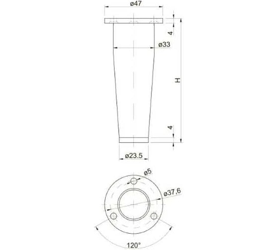 Мебельная ножка GTV B103 h-080 мм, хром, 100 кг NM-B103-80-01