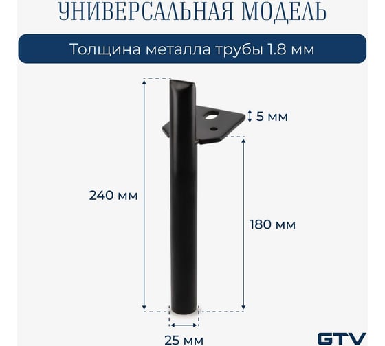Мебельная ножка GTV RONDA h-180 мм, черный матовый NM-RONDA-180-20M
