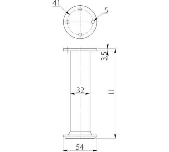 Нерегулируемая опора GTV  30x150 мм, алюминиевая, 100 кг NM-BD868-150