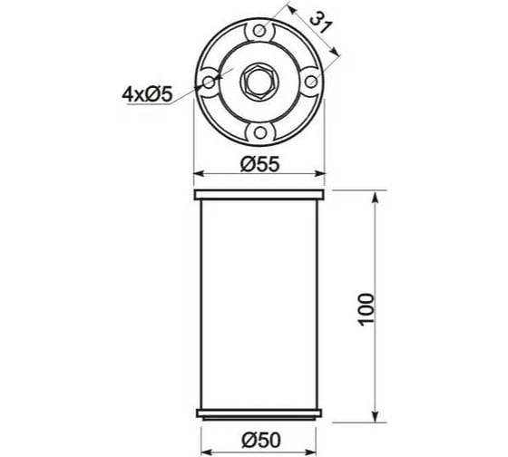 Нерегулируемая опора GTV 50x100 мм, алюминиевая, 100 кг NM-BD867-100
