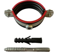 Трубный хомут с резиновой прокладкой МЕТАЛЛСЕРВИС оцинкованный, 1 1/2" (дн 48-53) ±2 мм, М8, винт-шуруп, дюбель мс 1252067