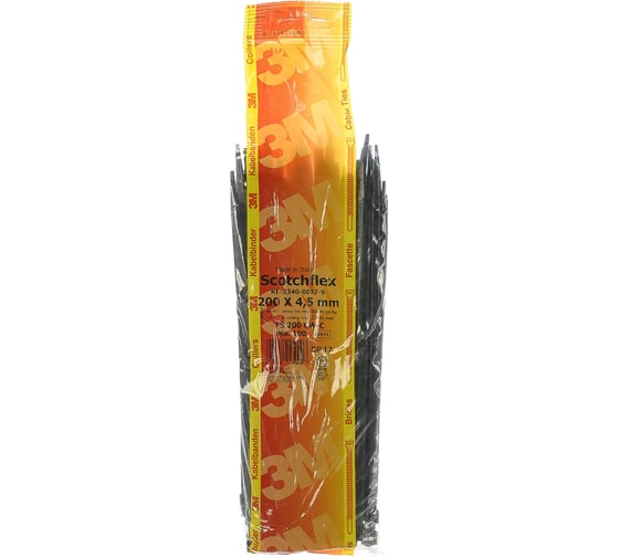 Кабельный хомут 3М Scotchflex FS 200 CW-C черный, 200 мм x 4.8 мм, уп. 100 шт. 7000035298