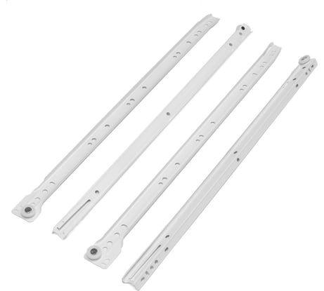 Роликовые направляющие ТУНДРА L=500 мм, толщина 0,8 мм, белые, 2 шт. 9320004