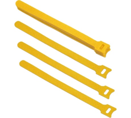 Хомут для кабеля Ripo липучка с мягкой застежкой, 180x14 мм, желтый, 10 шт. 006-100074