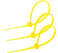 Нейлоновый хомут для стяжки ТУНДРА krep, пластик, 2.5x100 мм, цвет желтый, 100 шт. 2393902