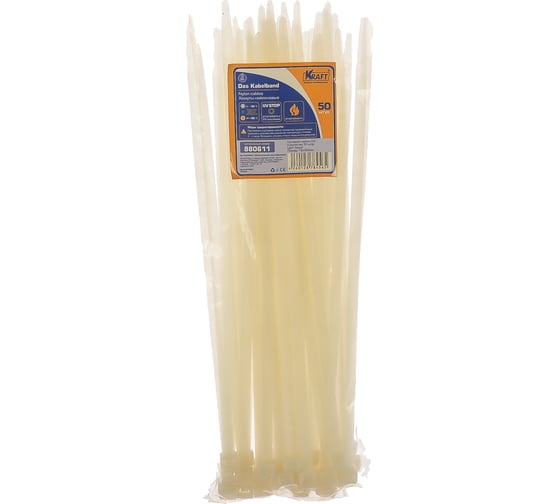 Нейлоновый хомут KRAFT 7.6х300, белый уп-ка 50 шт KT 880611