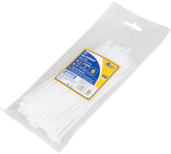 Нейлоновый хомут KRAFT 3.6х150, белый уп-ка 50 шт KT 880603