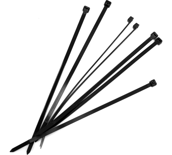 Нейлоновые хомуты Политех черные, 200x4.8 мм, упаковка 100 шт. 3201432