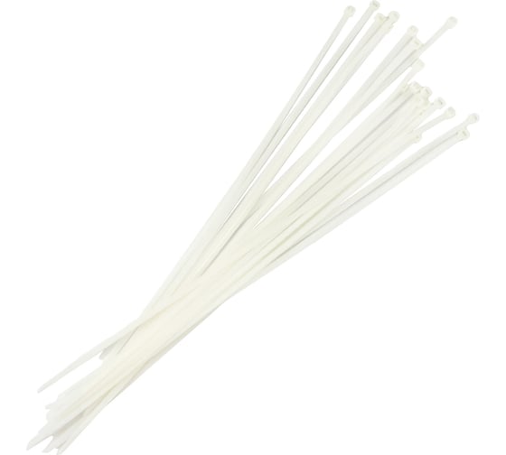 Нейлоновые хомуты Политех белые, 400x4.8 мм, упаковка 50 шт. 3201140