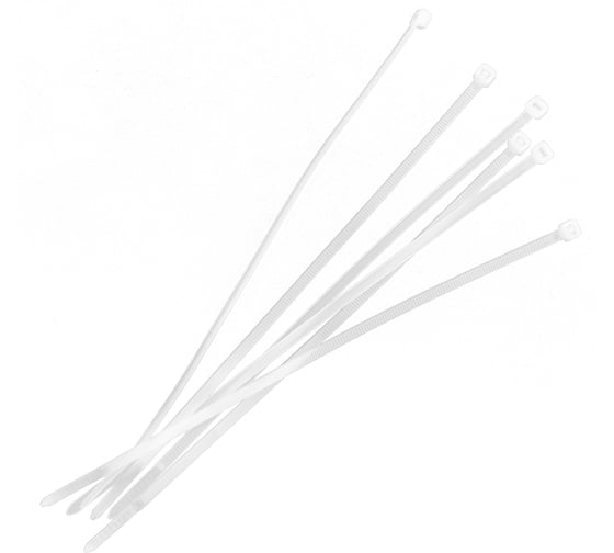 Нейлоновые хомуты Политех белые, 200x3.6 мм, упаковка 50 шт. 3201120
