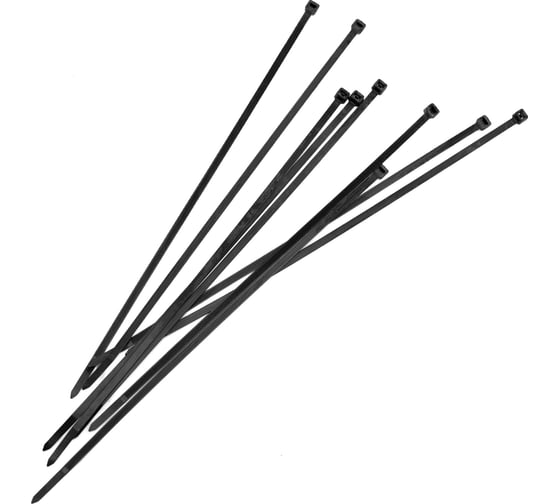 Нейлоновые хомуты Политех черные, 300x4.8 мм, упаковка 100 шт. 3201436