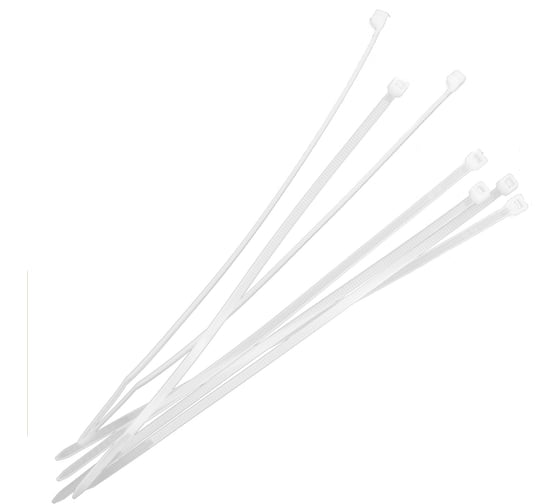 Нейлоновые хомуты Политех белые, 150x2.5 мм, упаковка 100 шт. 3201315