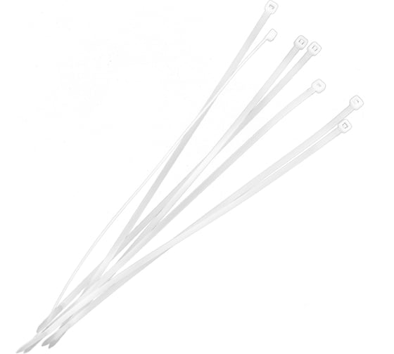 Нейлоновые хомуты Политех белые, 250x3.6 мм, упаковка 100 шт. 3201325