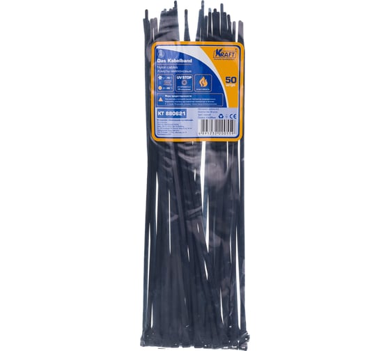 Нейлоновый хомут KRAFT черный 4,8х300 KT 880621