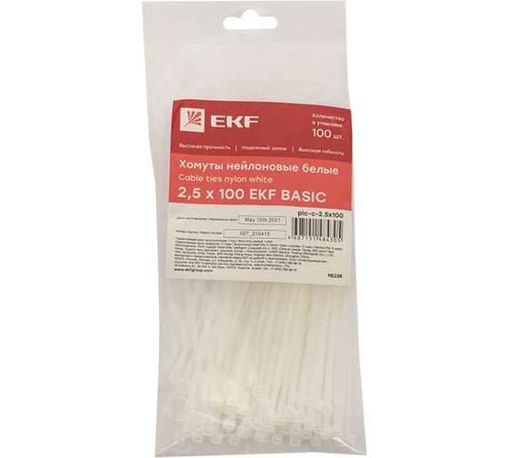 Хомут EKF 100x2.5 мм нейлон, 100 шт. plc-c-2.5x100