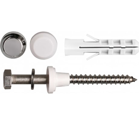 Комплект крепления унитаза ЕВРОПАРТНЕР белый+хром PWC40, 8x40, НЕРЖ А2, 2 шт. 87657