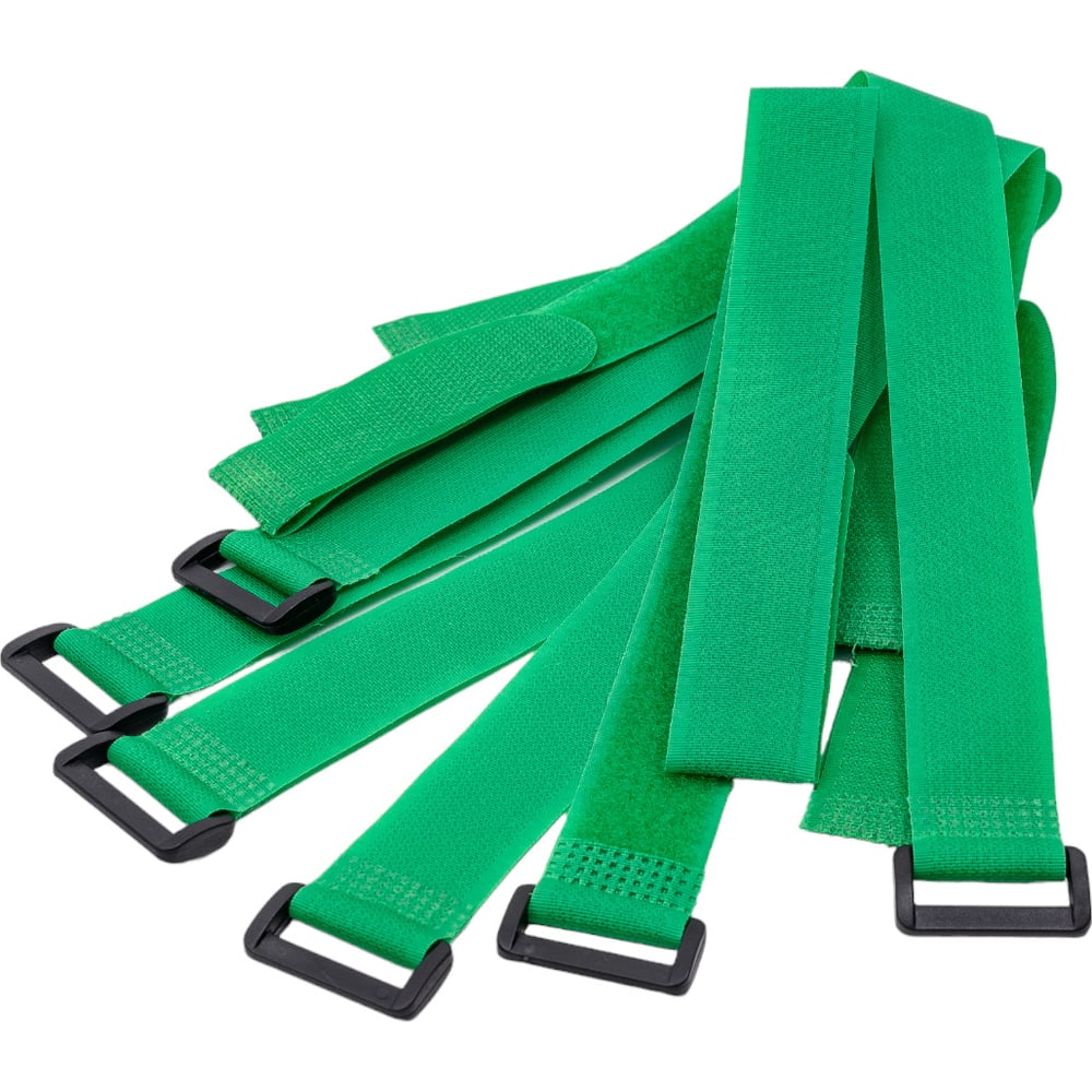 Хомуты-липучки с пластиковой пряжкой HLT 25х450 мм, зеленая, 20 шт. 084 ...