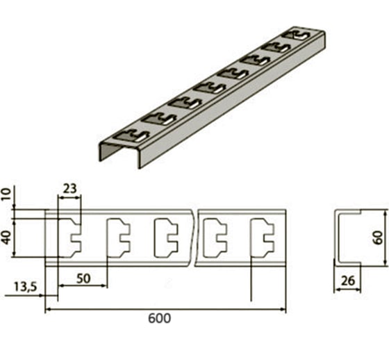 Стойка POLIMER GROUP L= 600 mm S=2.5 mm AK15