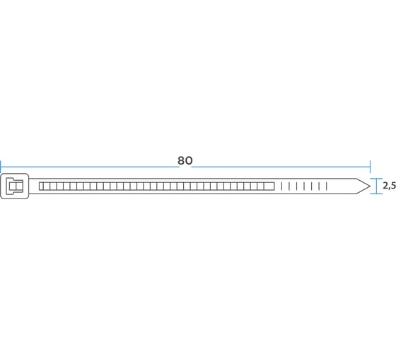 Нейлоновая кабельная стяжка REXANT 80x2,5мм, белая 100 шт/уп 07-0080