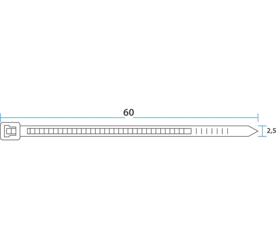 Нейлоновая кабельная стяжка REXANT 60x2,5мм, белая 100 шт/уп 07-0060