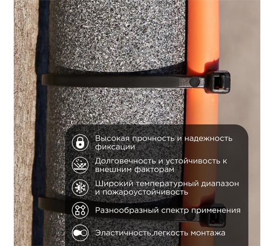 Нейлоновая кабельная стяжка REXANT 150x2,5мм, черная 25 шт/уп 07-0151-25