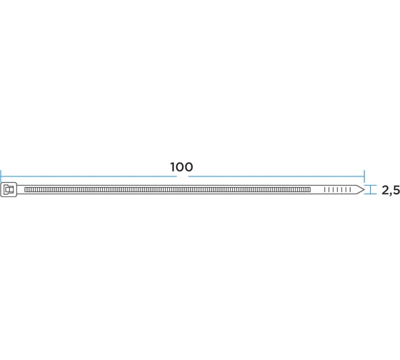 Нейлоновая кабельная стяжка REXANT 100x2,5мм, белая 100 шт/уп 07-0100