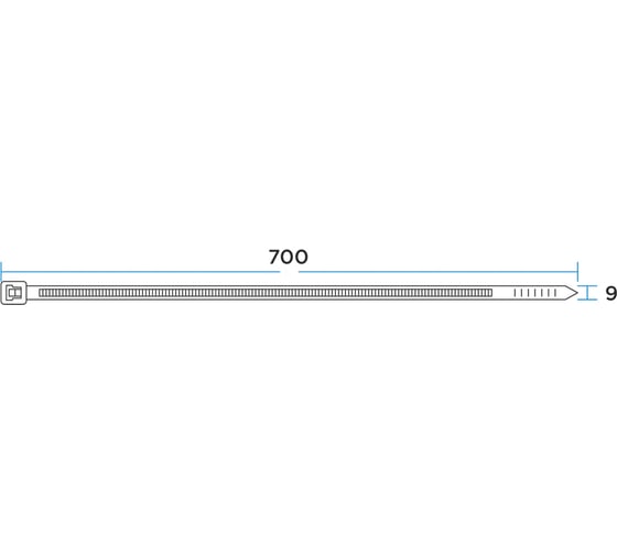 Нейлоновая кабельная стяжка REXANT 700x9,0мм, белая 100 шт/уп 07-0700-9