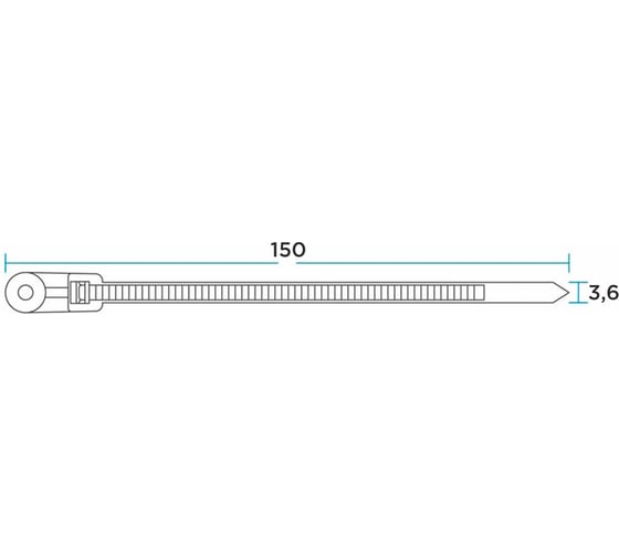 Нейлоновая стяжка под винт REXANT 150x3,6мм, черная 100 шт/уп 07-0155