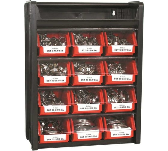 Хомуты NORMA TORRO W2, 450 шт. в коробе с 12 выдвижными секциями NR-01269702450