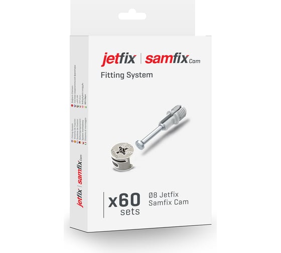 Набор SAMET дюбель JET-FIX, 34 мм O8X10 60 шт. + эксцентриковая стяжка 60 шт. СТ-00001264