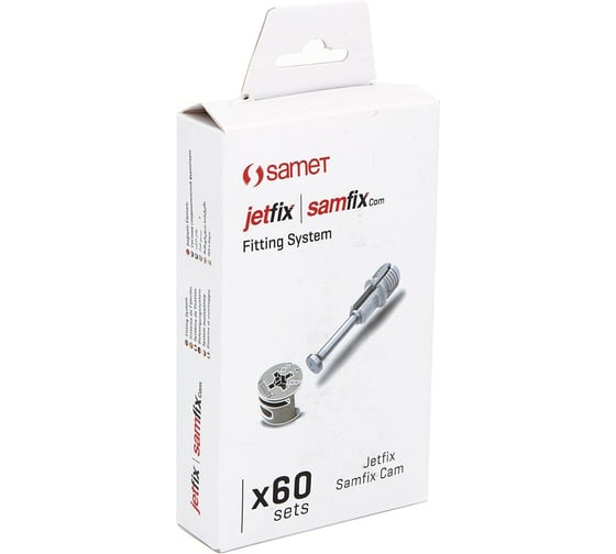 Набор SAMET дюбель JET-FIX, 34 мм O8X10 60 шт. + эксцентриковая стяжка 60 шт. СТ-00001264