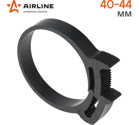 Хомут Airline 40-44/9 мм, силовой зубчатый замок, пластик (ПА66) черный ADHC026