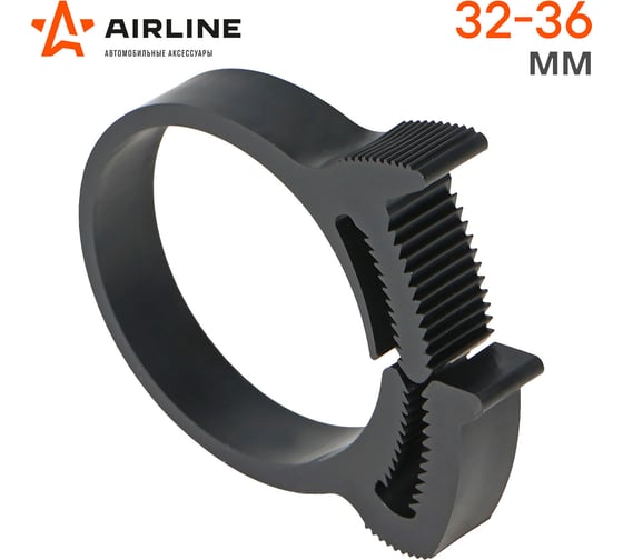 Хомут Airline 32-36/9 мм, силовой зубчатый замок, пластик (ПА66) черный (25 шт.) ADHC025
