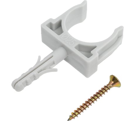 Крепеж-клипса Промрукав с дюбелем и саморезом серая д25 100 шт PR13.0217